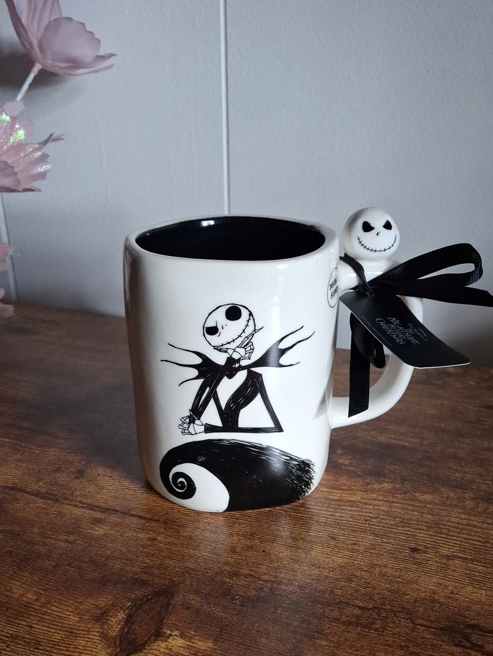 Rae Dunn Jack Skellington Ceramic Double Sided Mug 3D Head Accent Handle Hallowe